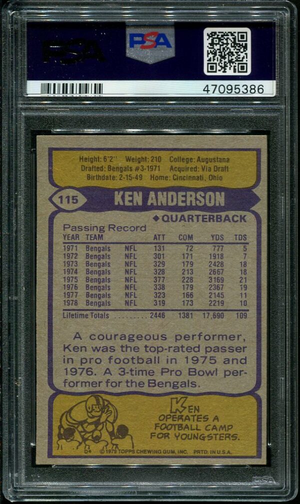 1979 Topps #115 Ken Anderson PSA 8 Football Card