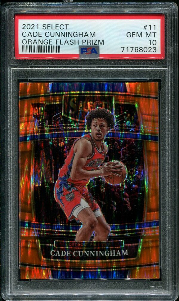 2021 Panini Select #11 Orange Flash Prizm Cade Cunningham PSA 10 Rookie Basketball Card PSA 10