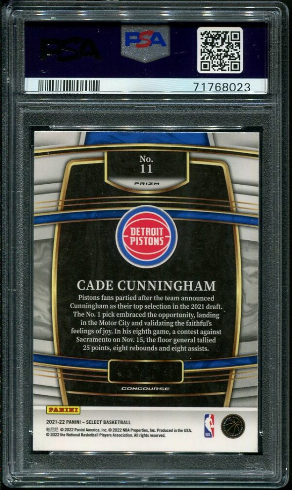 2021 Panini Select #11 Orange Flash Prizm Cade Cunningham PSA 10 Rookie Basketball Card PSA 10
