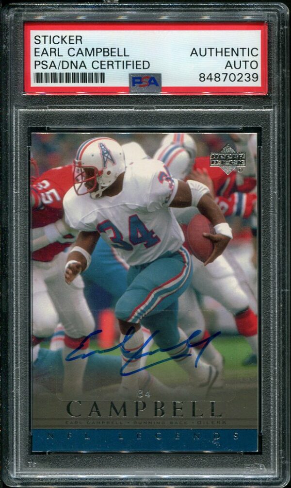 Authentic Autographed Earl Campbell Football Card