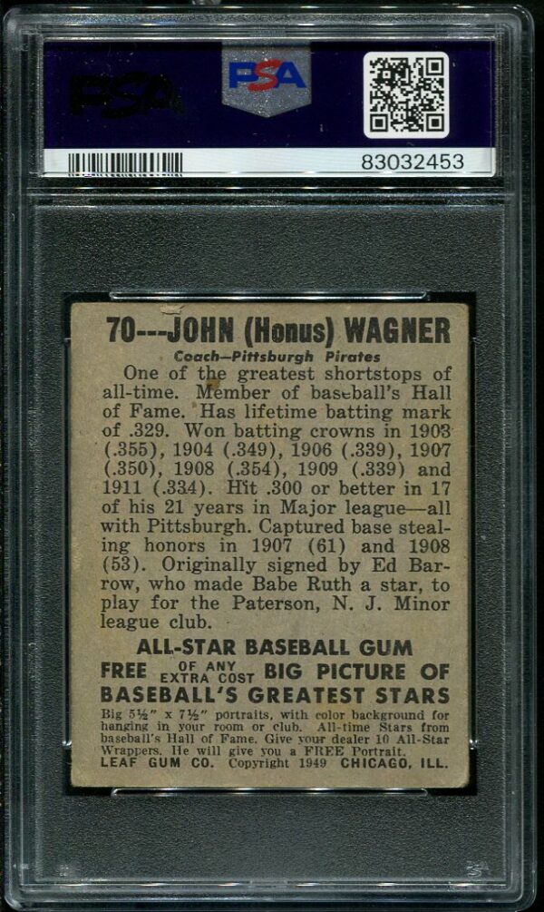 Authentic 1948 Leaf #70 Honus Wagner PSA 3 Baseball Card