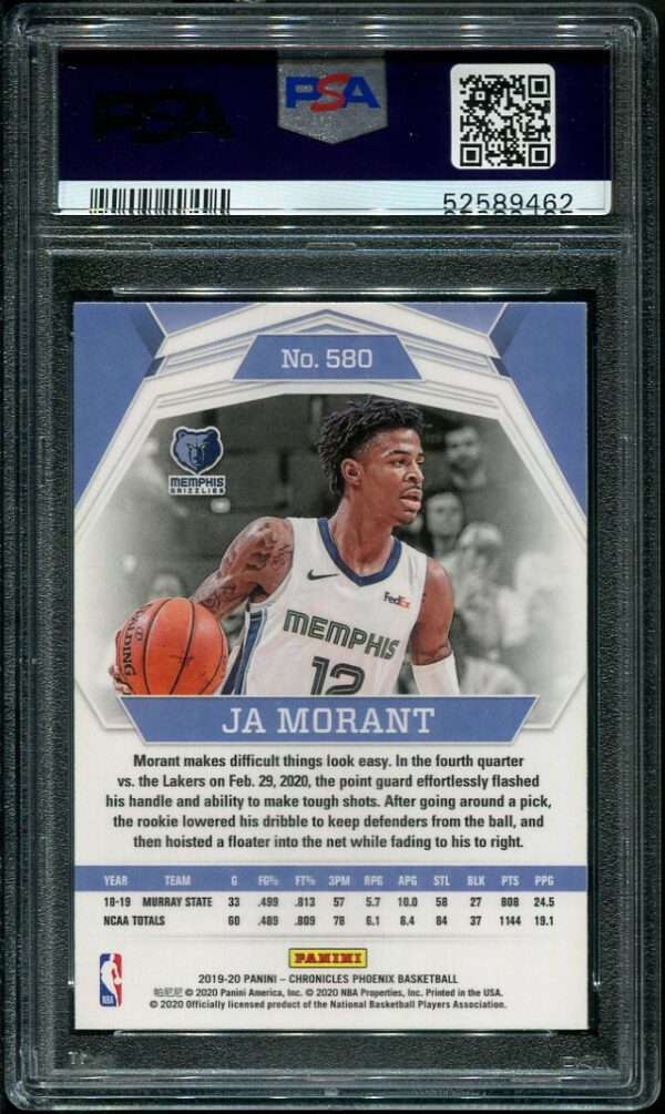 2019 Panini Chronicles #580 Ja Morant Rookie Basketball Card PSA 10