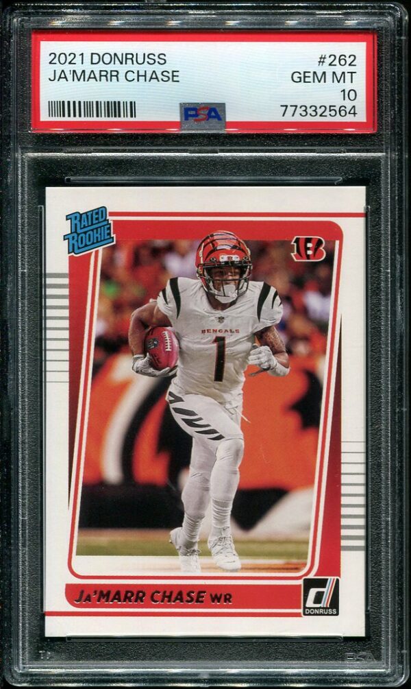 Authentic 2021 Donruss #262 Ja'Marr Chase Silver Prizm PSA 10 Rookie Football Card