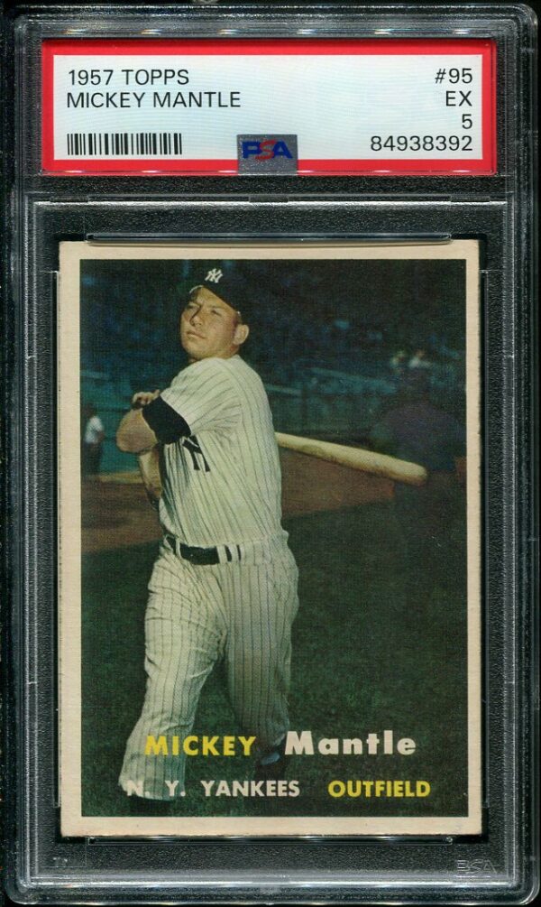 Authentic 1957 Topps #95 Mickey Mantle PSA 5 Baseball Card