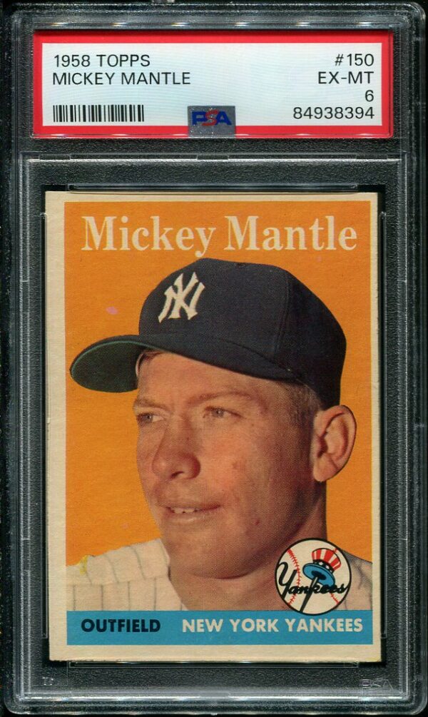 Authentic Mickey Mantle 1958 Topps #150 PSA 6 Baseball Card