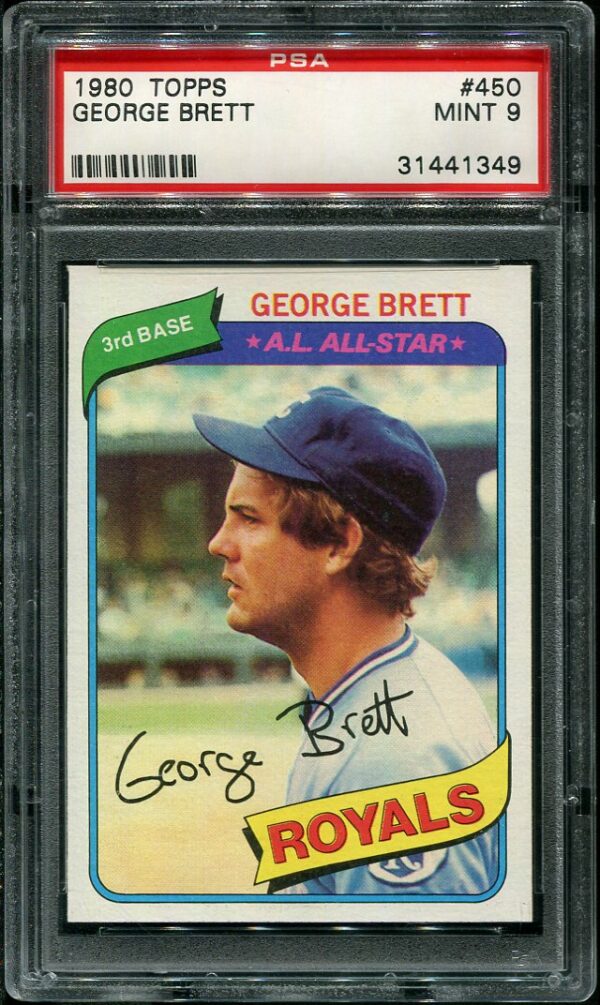 Authentic 1980 Topps #450 George Brett PSA 9 Baseball Card