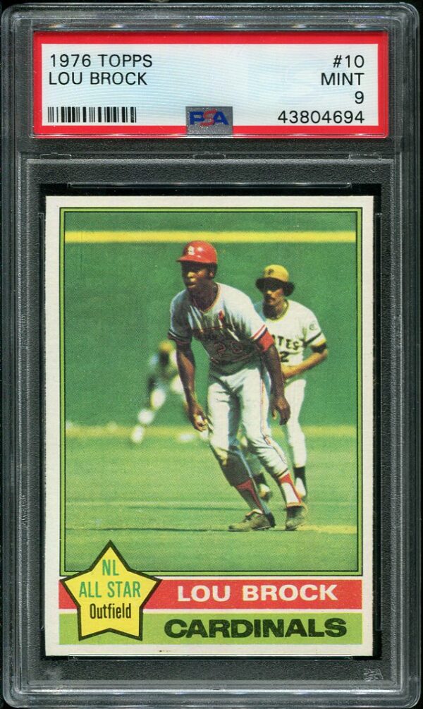 Authentic 1976 Topps #10 Lou Brock PSA 9 Baseball Card