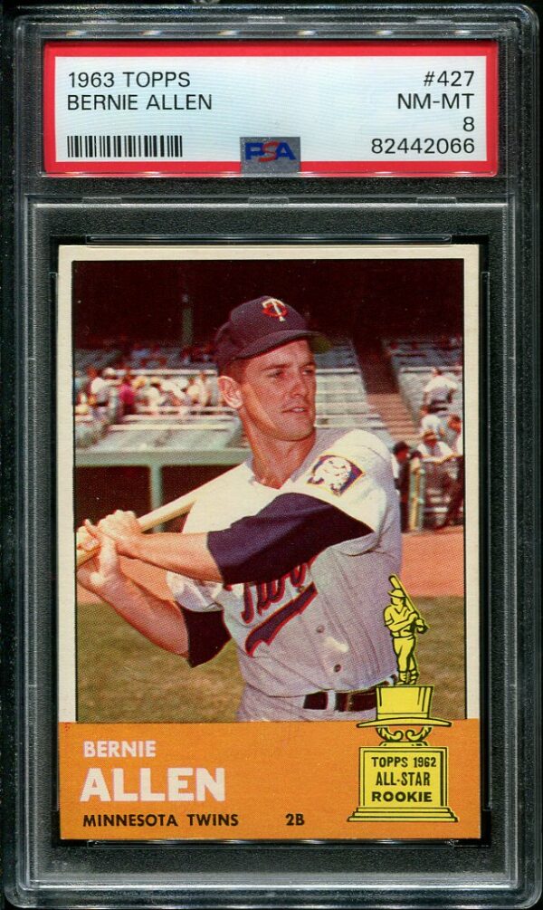 Authentic 1963 Topps #427 Bernie Allen PSA 8 Baseball Card