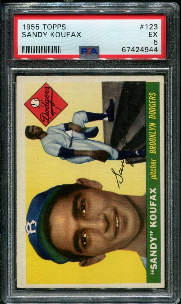 Authentic 1955 Topps #123 Sandy Koufax PSA 5 Rookie Baseball Card