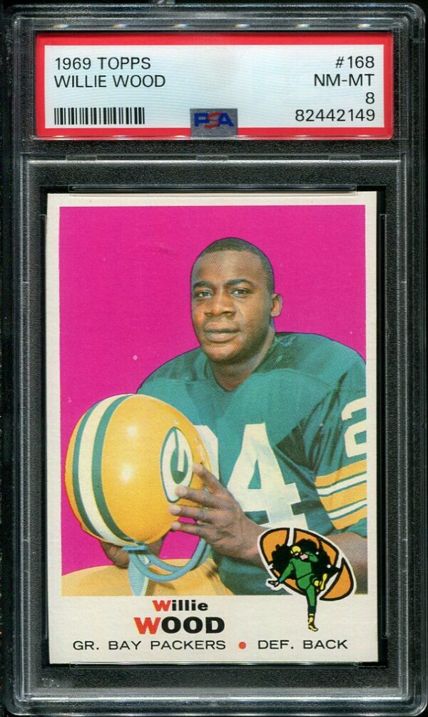 Authentic 1969 Topps #168 Willie Wood PSA 8 Football Card
