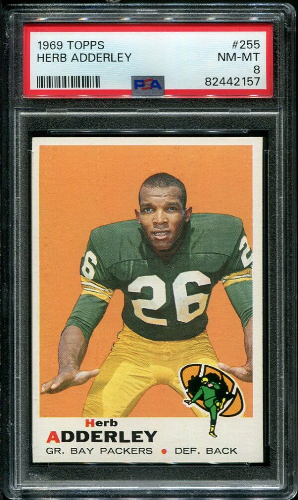 Authentic 1969 Topps #255 herb Adderley PSA 8 Football Card
