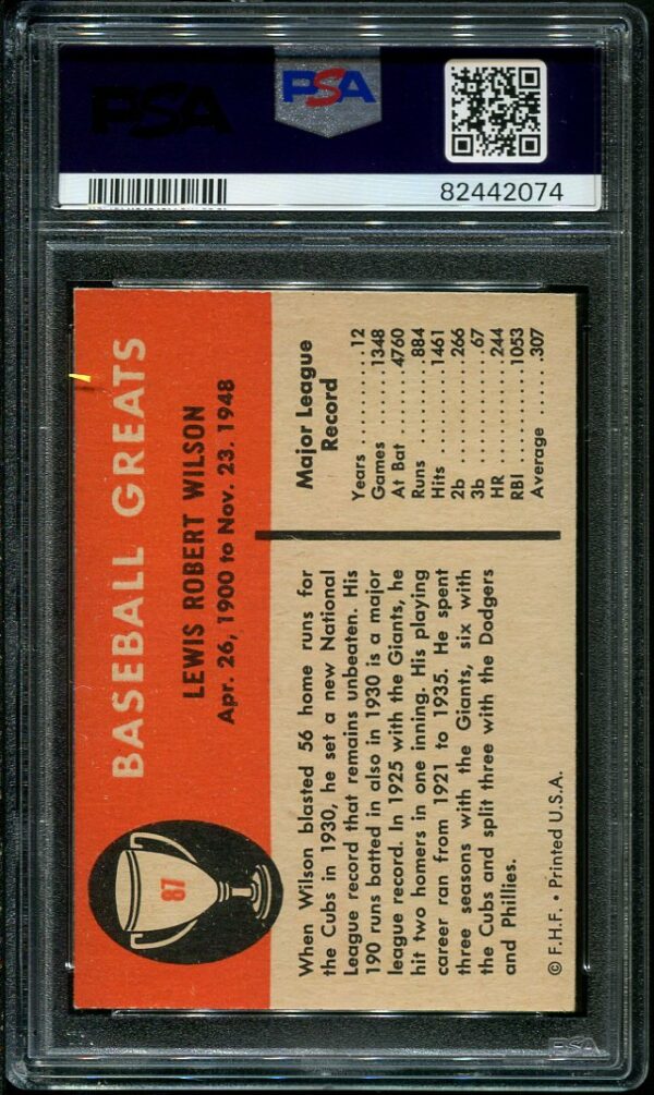 Authentic 1961 Fleer #87 Hack Wilson PSA 7 Baseball Card