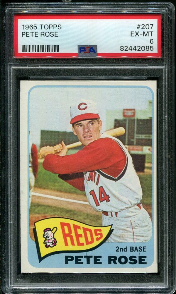 Authentic 1965 Topps #207 Pete Rose PSA 6 Baseball Card