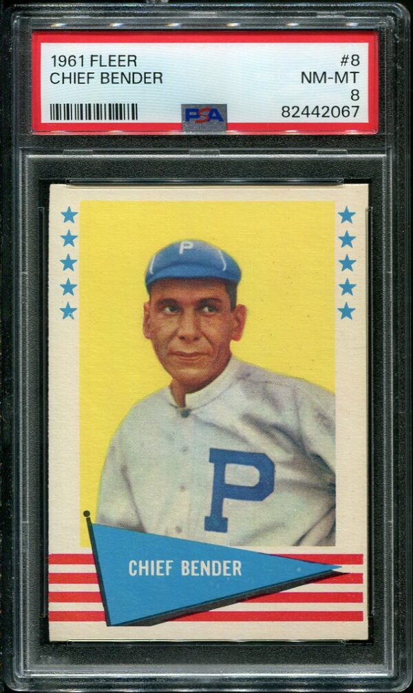 Authentic 1961 Fleer #8 Chief Bender PSA 8 Baseball Card