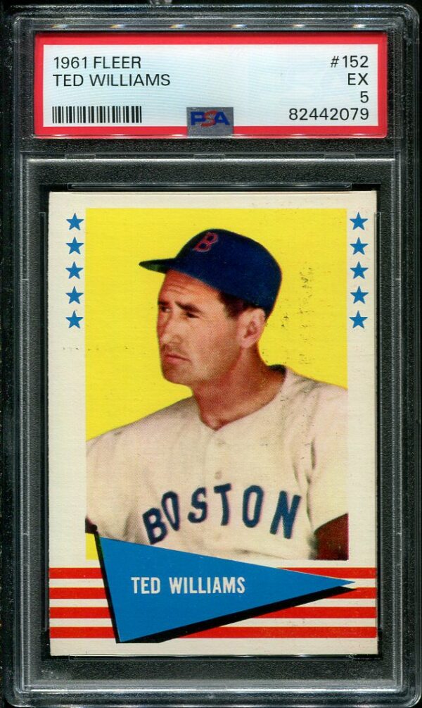 Authentic 1961 Fleer #152 Ted Williams PSA 5 Baseball Card