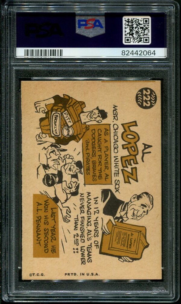 Authentic 1960 Topps #222 Al Lopez PSA 6 Baseball Card
