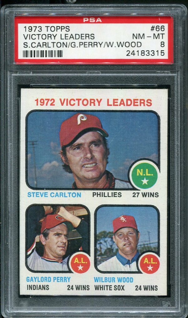 Authentic 1973 Topps #66 Victory Leaders PSA 8 Baseball Card