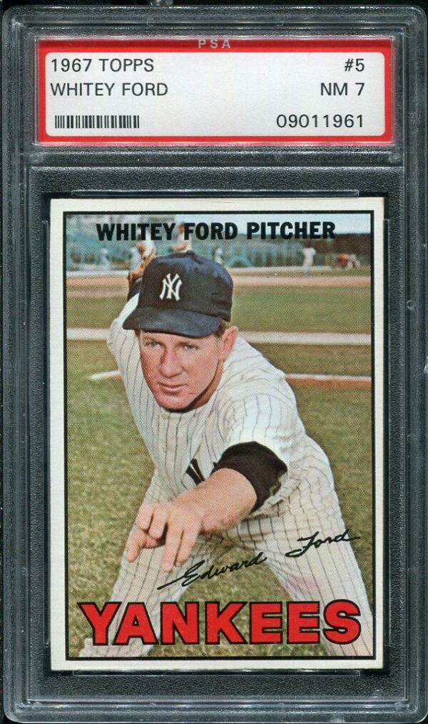 Authentic 1967 Topps #5 Whitey Ford PSA 7 Baseball Card