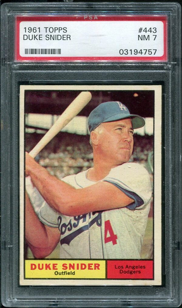 Authentic 1961 Topps #443 Duke Snider PSA 7 Baseball Card