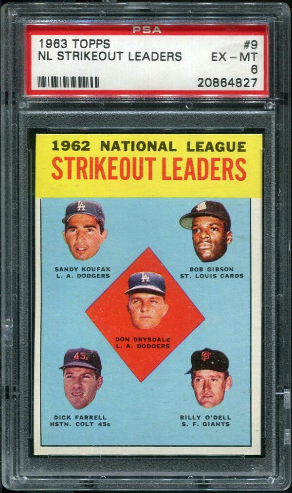 1963 Topps #9 NL Strikeout Leaders PSA 6 Baseball Card