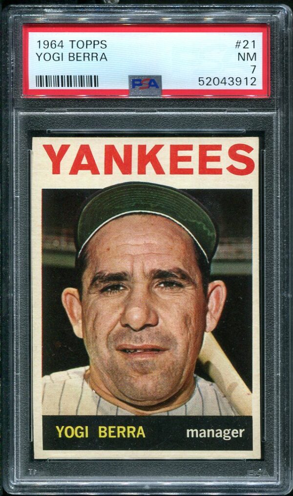 Authentic 1964 Topps #21 Yogi Berra PSA 7 Baseball Card