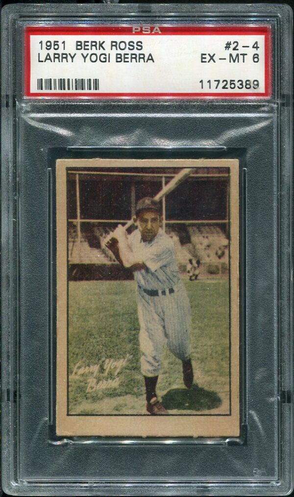 Authentic 1951 Berk Ross #2-4 Yogi Berra PSA 6 Baseball Card