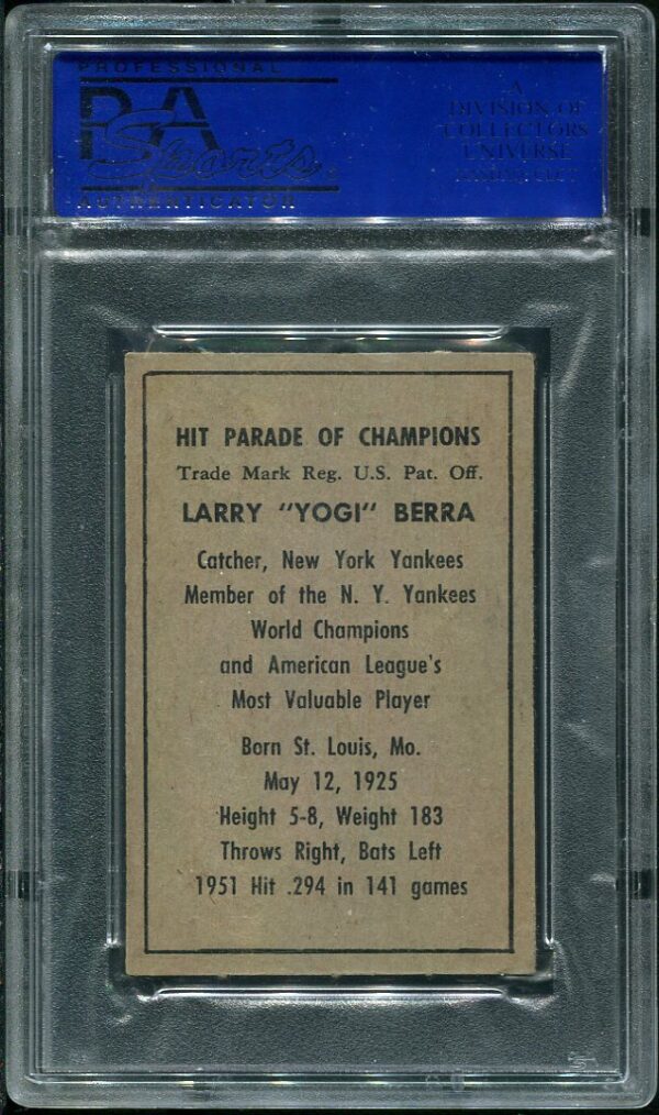 Authentic 1951 Berk Ross #2-4 Yogi Berra PSA 6 Baseball Card