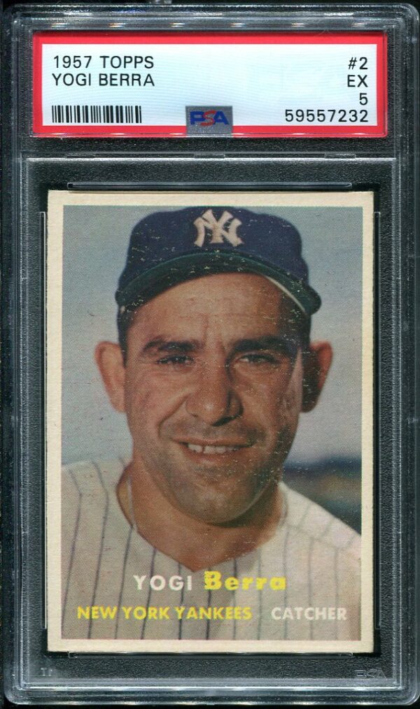 Authentic 1957 Topps #2 Yogi Berra PSA 5 Baseball Card