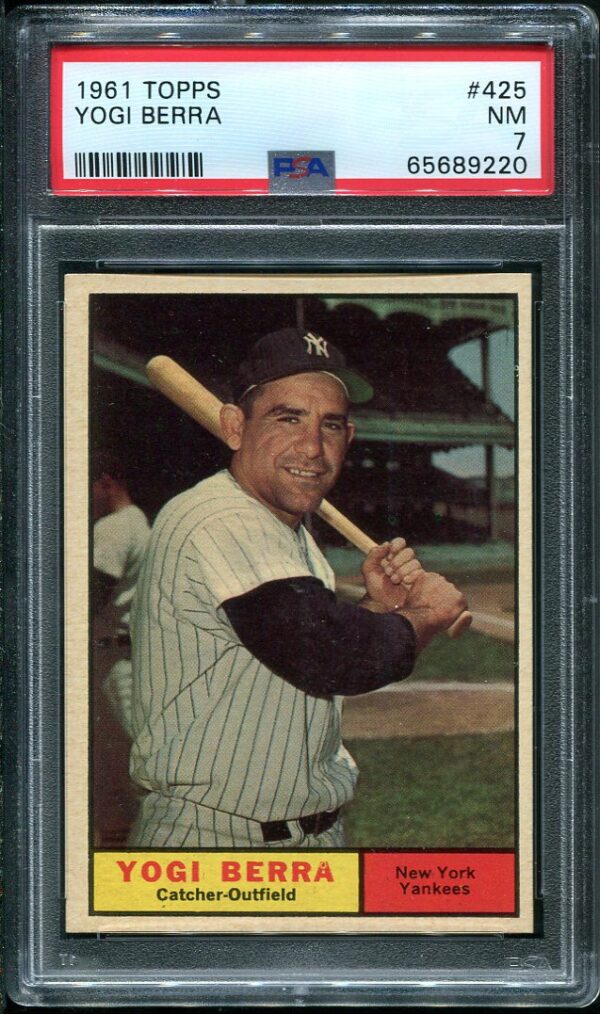 Authentic 1961 Topps #425 Yogi Berra PSA 7 Baseball Card