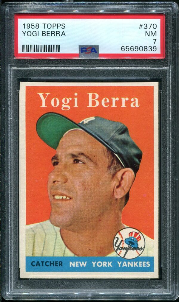 Authentic 1958 Topps #370 Yogi Berra PSA 7 Baseball Card