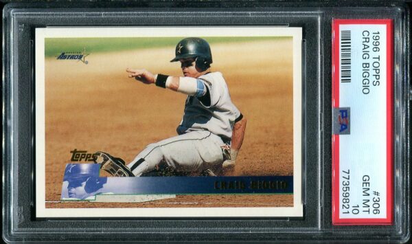 Authentic 1996 Topps #306 Craig Biggio PSA 10 Baseball Card