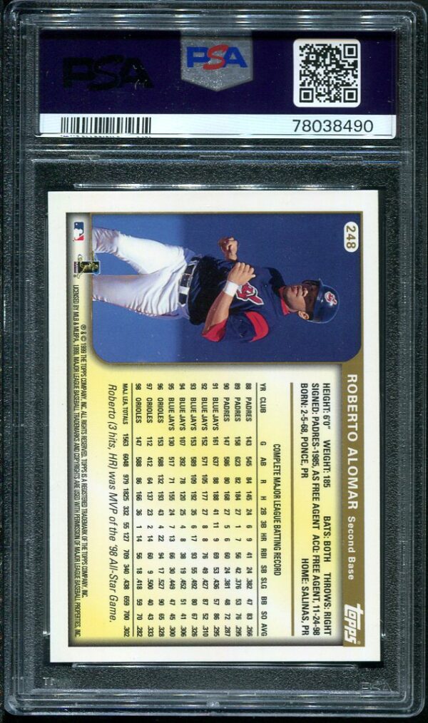 Authentic 1999 Topps #248 Roberto Alomar PSA 10 Baseball Card