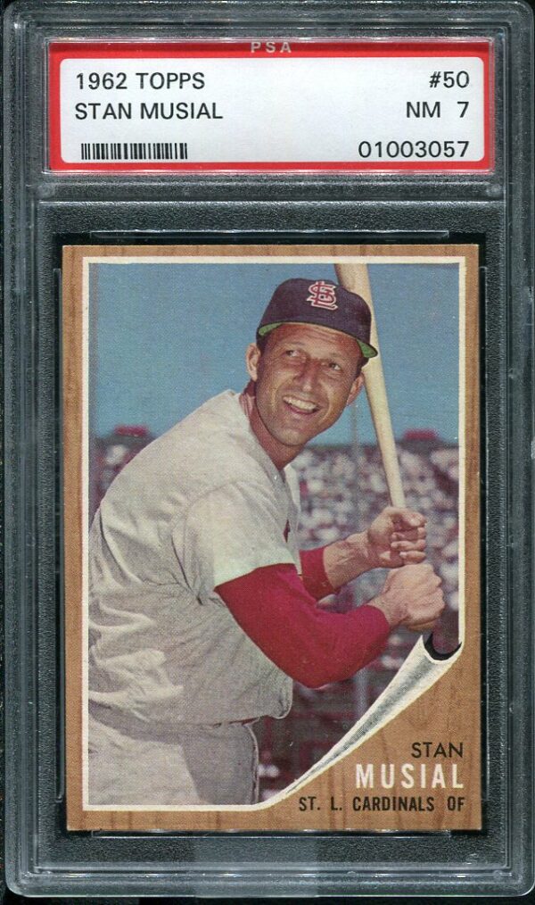 Authentic 1962 Topps #50 Stan Musial PSA 7 Baseball Card