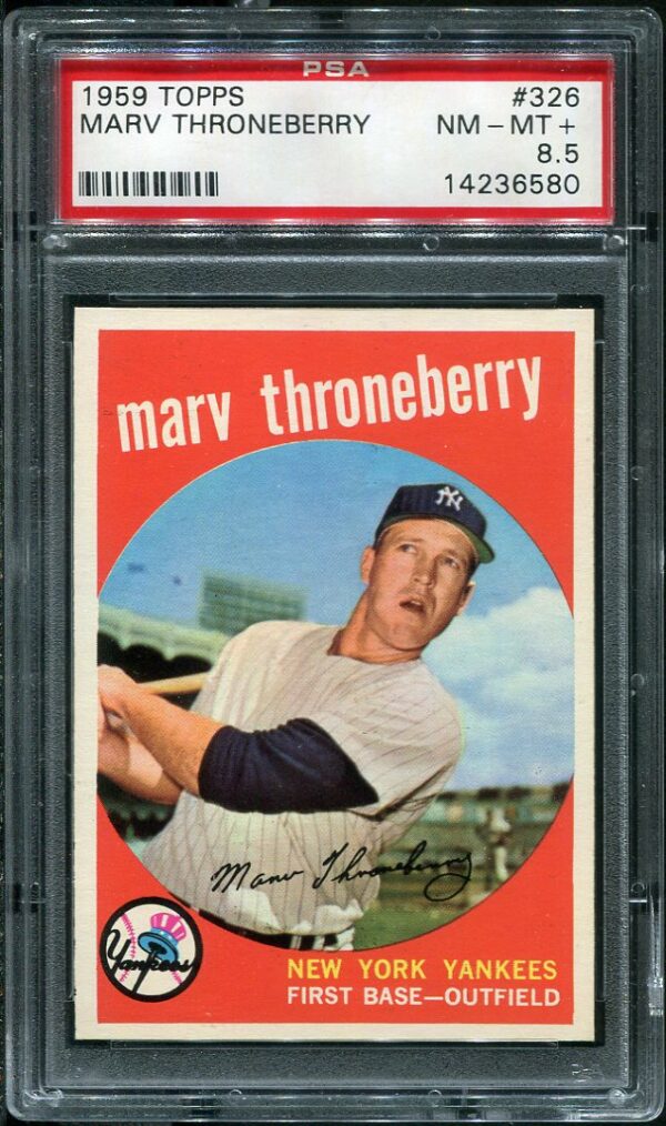 Authentic 1959 Topps #326 Marv Throneberry PSA 8.5 Baseball Card