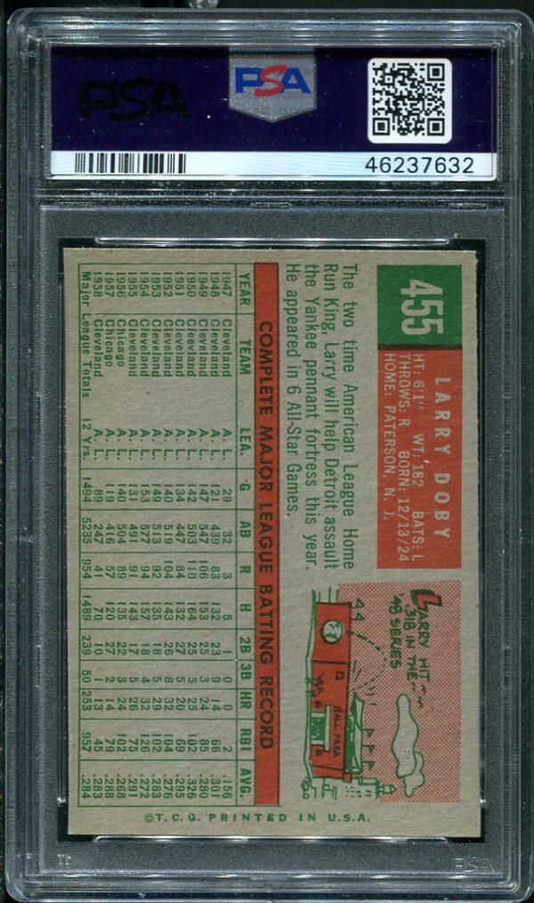 Authentic 1959 Topps #455 Larry Doby PSA 7 Baseball Card