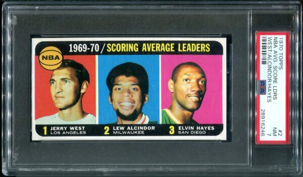 1970 Topps #2 NBA Average Score Leaders West, Alcindor, Hayes PSA 7 Basketball Card