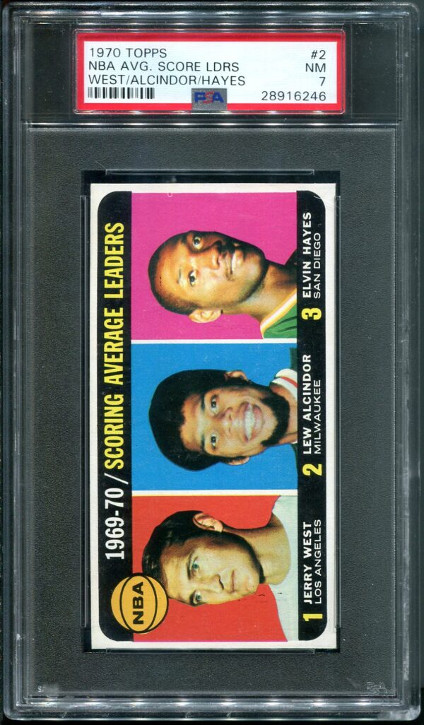 1970 Topps #2 NBA Average Score Leaders West, Alcindor, Hayes PSA 7 Basketball Card