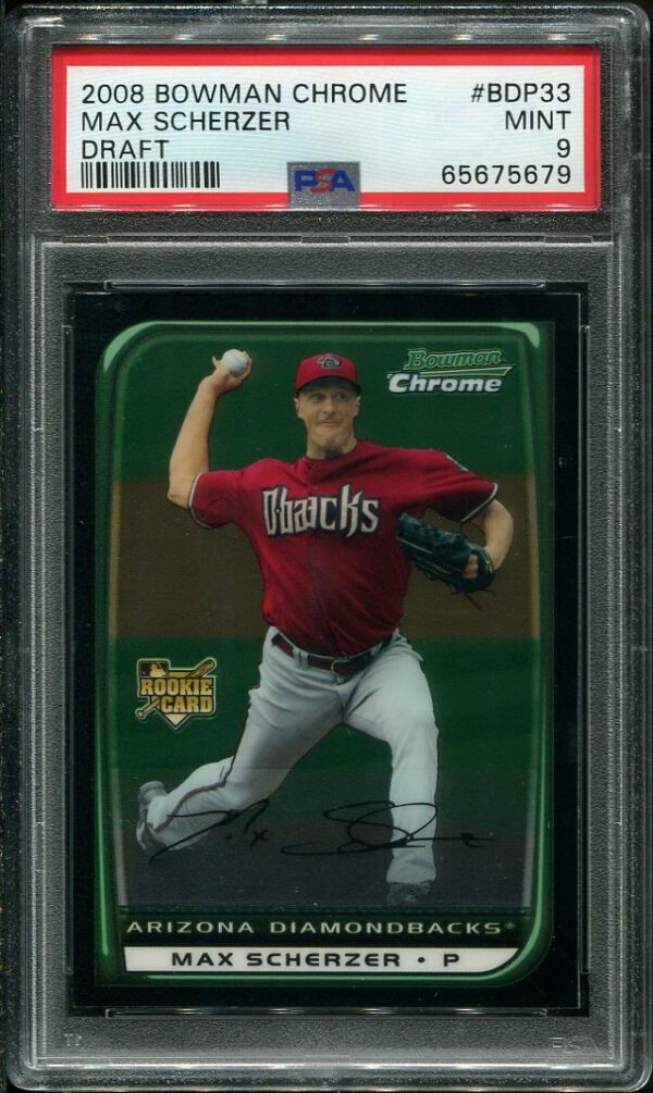 2008 Bowman Chrome Draft #BDP33 Max Scherzer PSA 9 Rookie Baseball Card