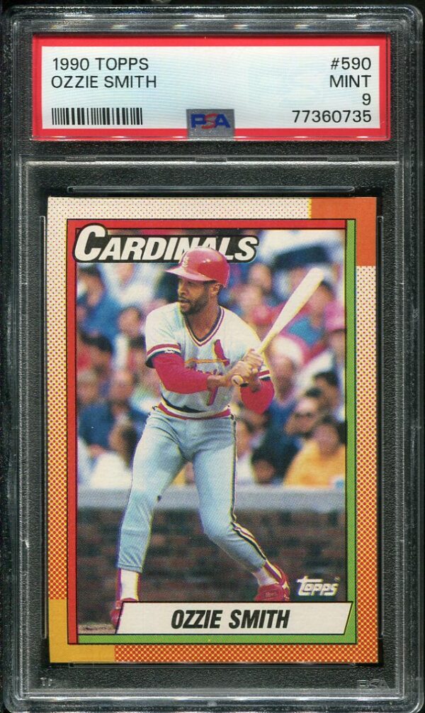 Authentic 1990 Topps #590 Ozzie Smith PSA 9 Baseball Card