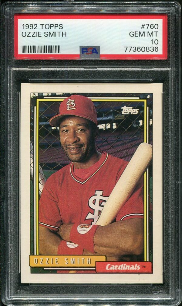 Authentic 1992 Topps #760 Ozzie Smith PSA 10 Baseball Card