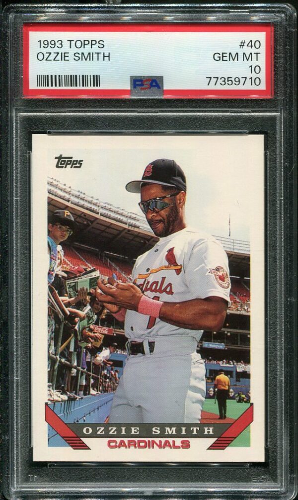 Authentic 1993 Topps #40 Ozzie Smith PSA 10 Baseball Card