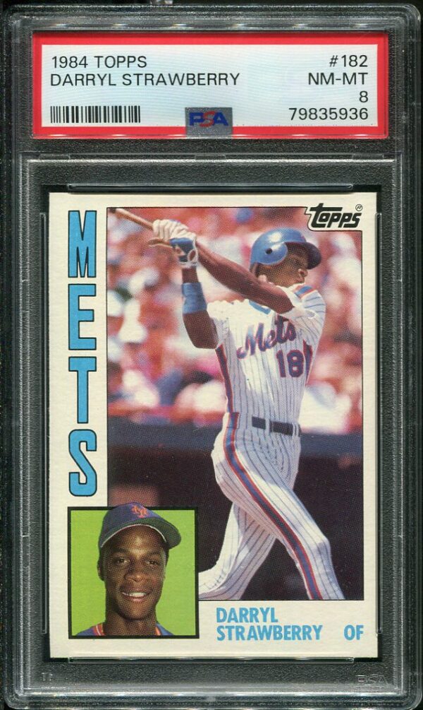 Authentic 1984 Topps #182 Darryl Strawberry PSA 8 Rookie Baseball Card