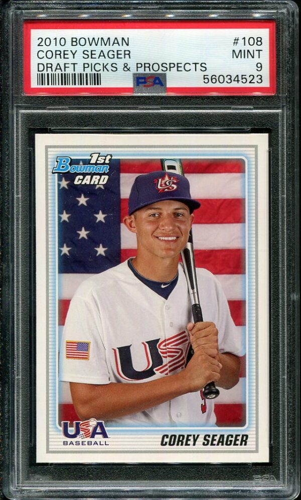 Authentic 2010 Bowman #108 Corey Seager PSA 9 Rookie Baseball Card