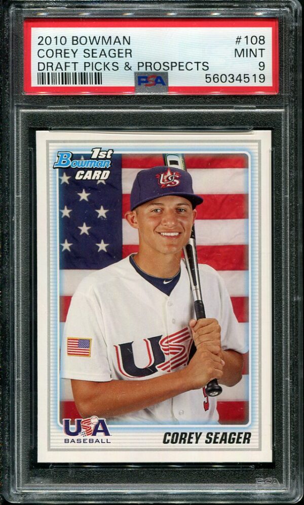 Authentic 2010 Bowman #108 Corey Seager PSA 9 Rookie Baseball Card