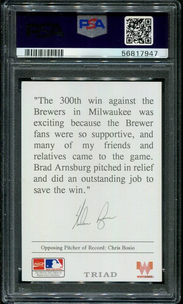 Authentic 1993 Whataburger 300th Win Nolan Ryan PSA 9 Baseball Card