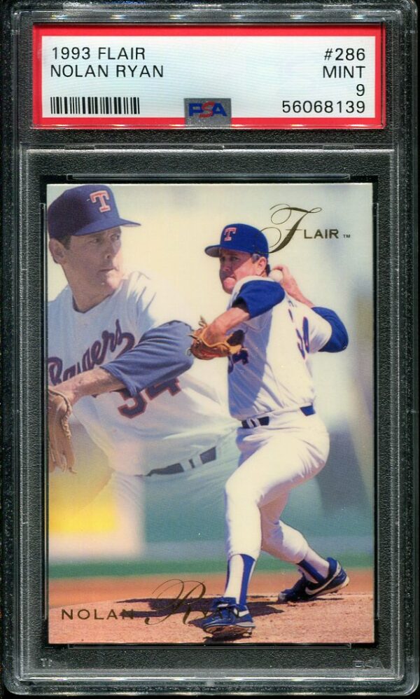 Authentic 1993 Flair #286 Nolan Ryan PSA 9 Baseball Card