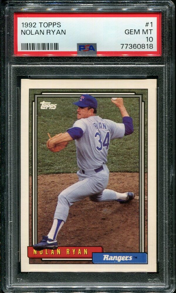 Authentic 1992 Topps #1 Nolan Ryan PSA 10 Baseball Card