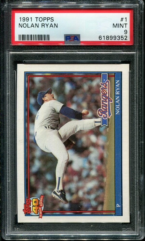 Authentic 1991 Topps #1 Nolan Ryan PSA 9 Baseball Card