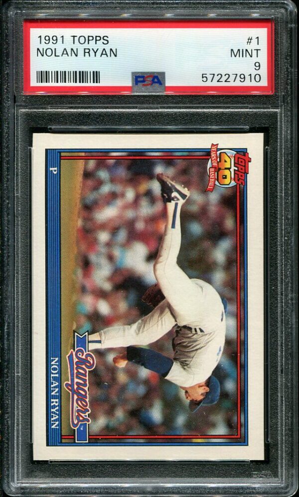 Authentic 1991 Topps #1 Nolan Ryan PSA 9 Baseball Car