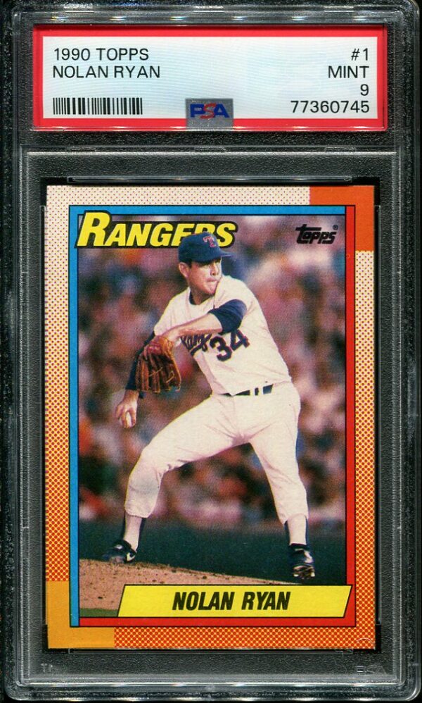 Authentic 1990 Topps #1 Nolan Ryan PSA 9 Baseball Card